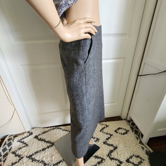 ESPRIT Grey Tweed Skirt US 6 Wool Blend Y2K Vintage MIdi Maxi (Lining Flaw) - Picture 4 of 11